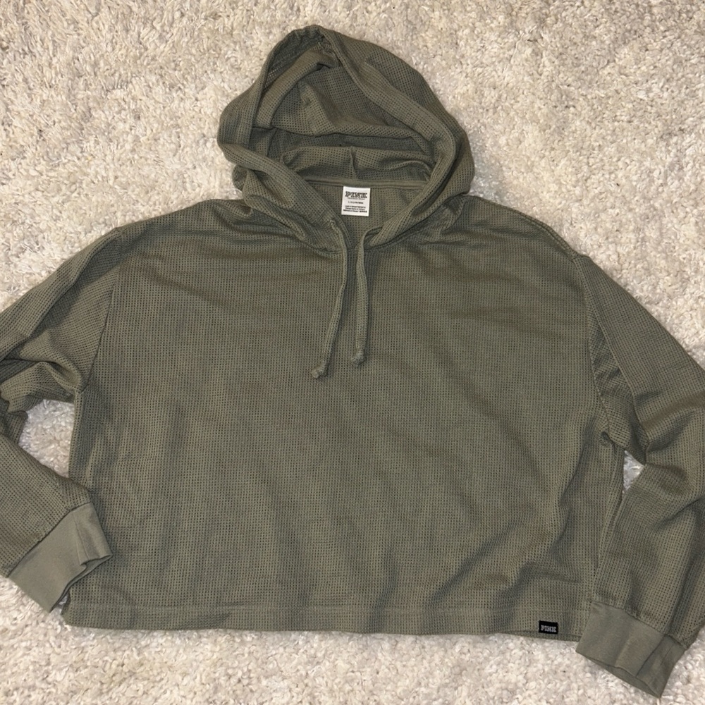 Victoria's Secret Olive Waffle Knit Hoodie Sweater